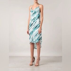 Haute Hippie Teal and White High Low Dress